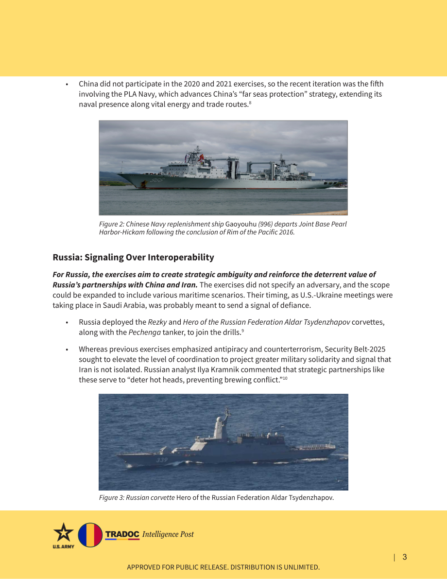 TRADOC 美国对手的三边海军演习体现的是便利而非趋同.pdf_第3页