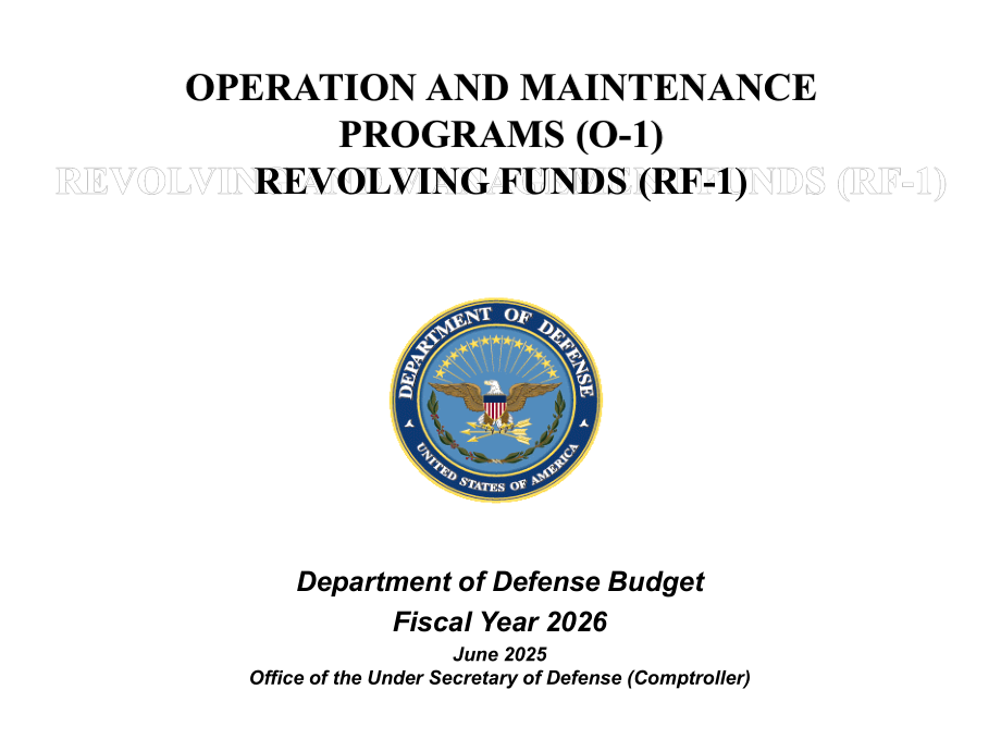 2026财年 美国国防预算 作战与维护项目(O-1)周转基金(RF-1)_第1页